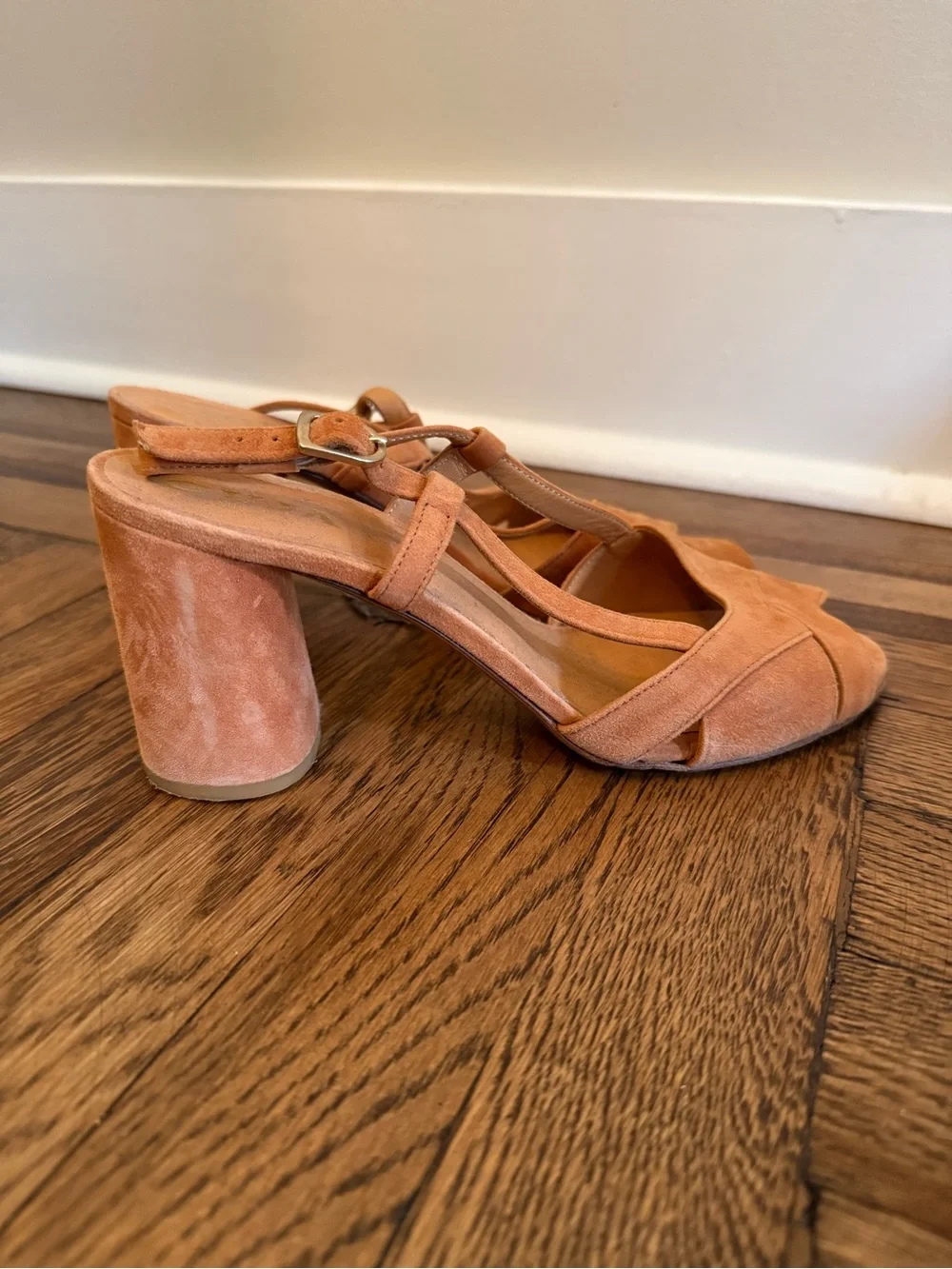 GUJA Milano Peach/Orange Suede Block Heel Sandals - Women